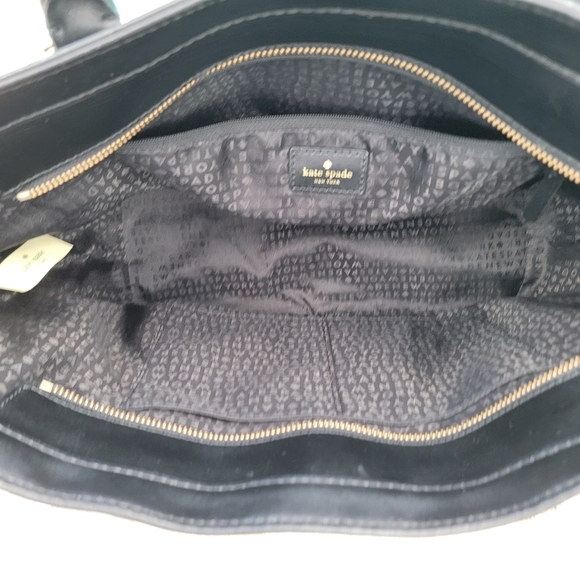 Kate Spade Black, White And Blush Pink Vinyl Striped Tote With Leather Trim - Picture 9 of 11